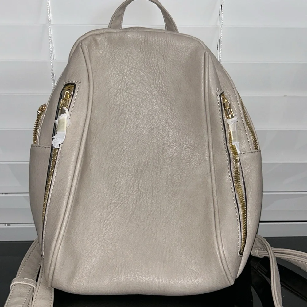 Atrie Vegan Leather Backpack – Taupe – Gold Tone Hardware – NWT